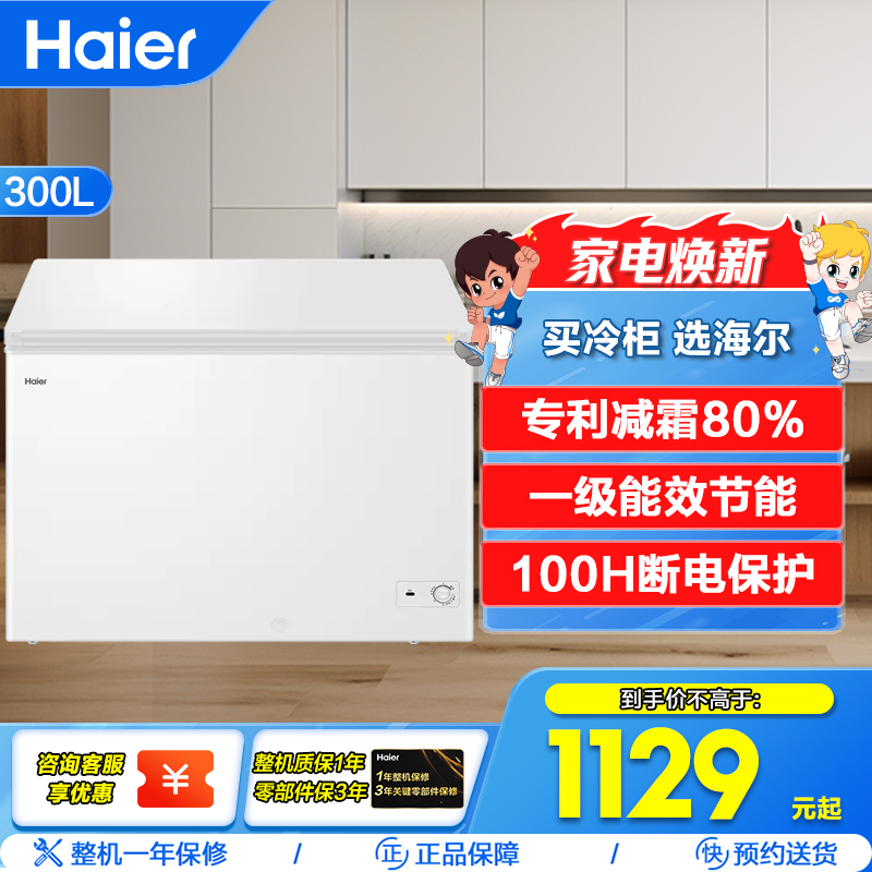 海尔(Haier)300升家用卧式冰柜 冷柜 减霜80% BC/BD-300GHD高清大图