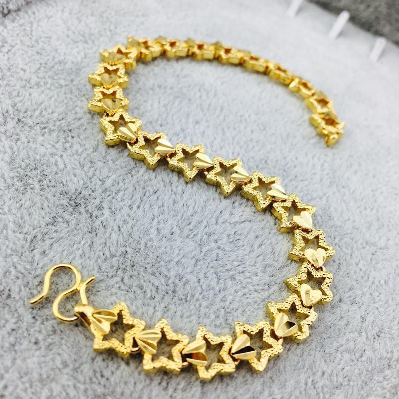 新款金星星花朵仿黄金手链女越南沙金手链时尚百搭饰品不色送女朋友老婆生日礼物送女朋友七夕情人节礼物