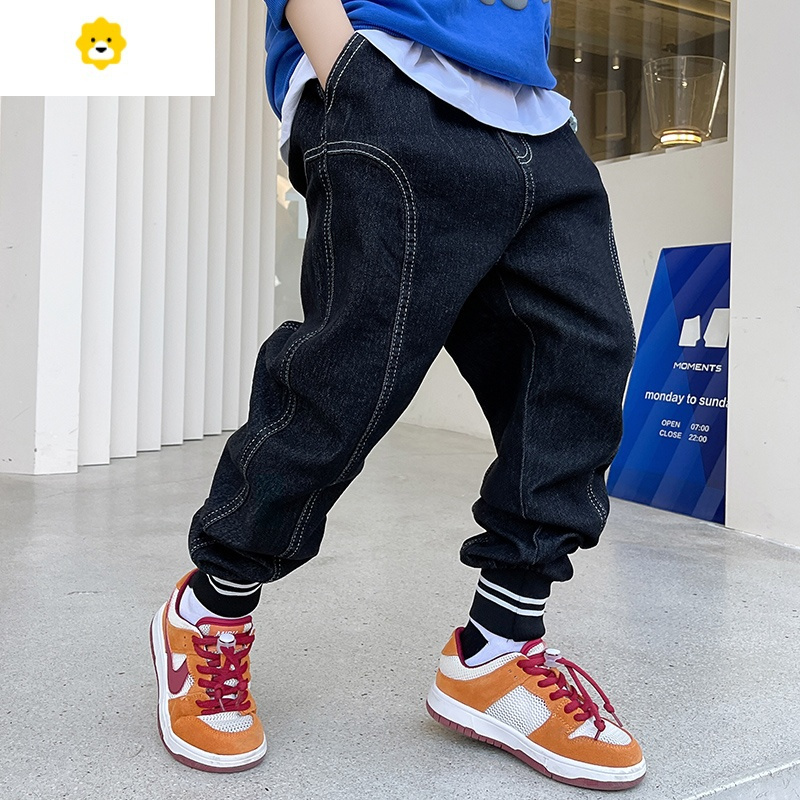 喻娄男童牛仔裤秋装20新款儿童裤子春秋宽松男孩中大童休闲韩版长裤