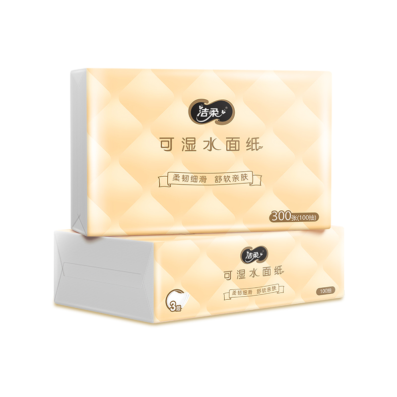 洁柔-木浆软抽纸100抽8包高清大图