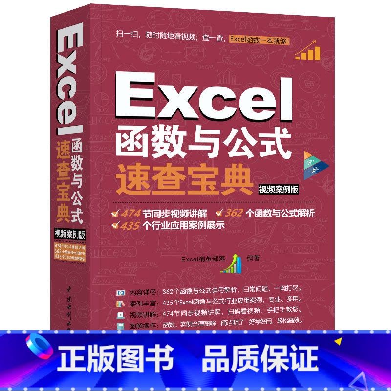 [正版] Excel函数与公式速查宝典教程(视频案例+彩色印刷) word excel ppt wps 办公软件自学教图片