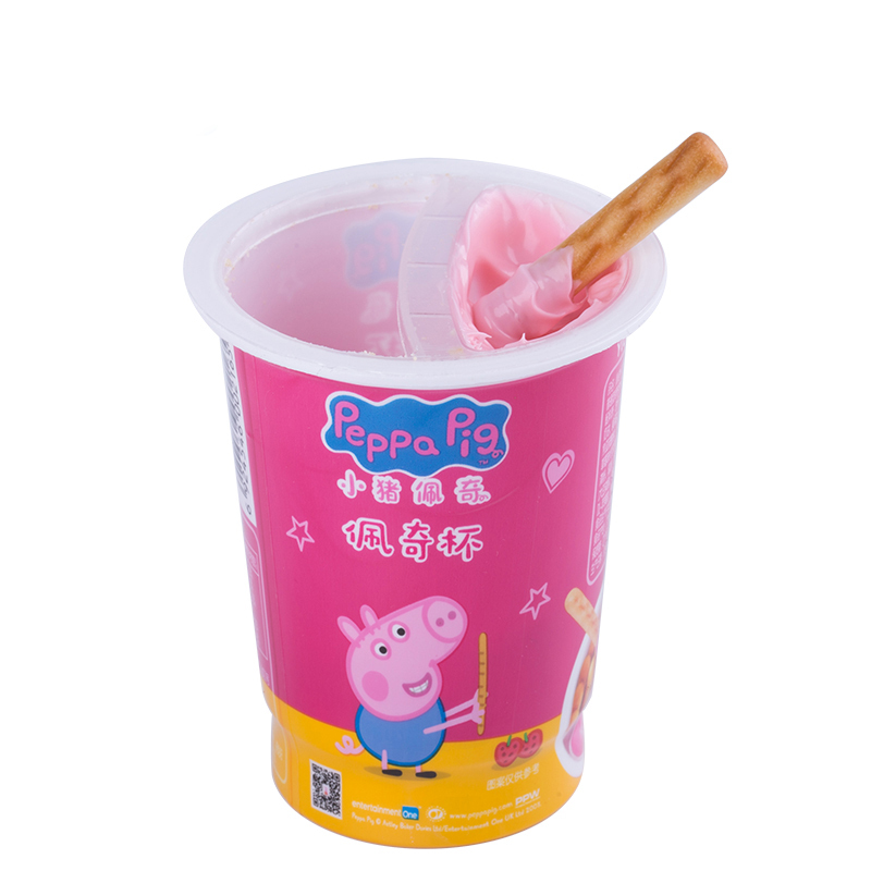 小猪佩奇PeppaPig蘸酱杯草莓味×2 巧克力味×2 组合装 4盒装 儿童零食
