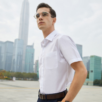 雅戈尔短袖衬衫夏季新款官方男士潮流商务休闲白色免烫衬衣男9485