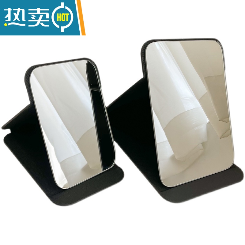 敬平化妆镜子台式梳妆镜子公主镜折叠便携大号网红简约随身宿舍桌面女 黑色 大号便携式用镜高清大图