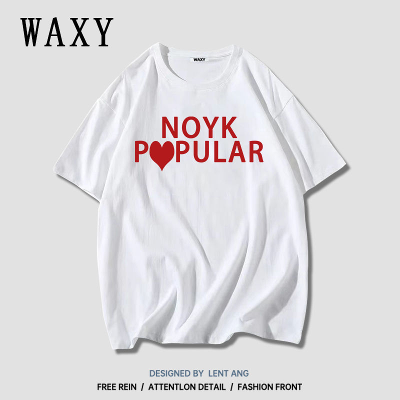 WAXY纯棉短袖女T恤学生百搭2022夏季宽松韩版潮流新款女装上衣ins