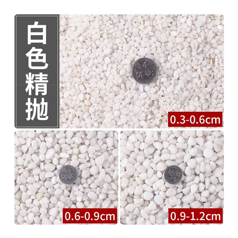 智美环球 白色鹅卵石雨花石 造景白石子 50斤白色精抛0.9-1.2CM高清大图