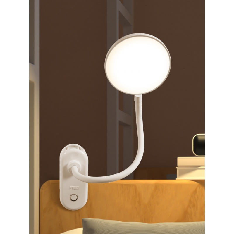 台灯书桌可充电式大学生宿舍夹子式卧闪电客室用led床头灯保视力白色