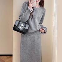 唐狮荷叶边设计感套头和半裙女新款冬季穿搭一整套qd