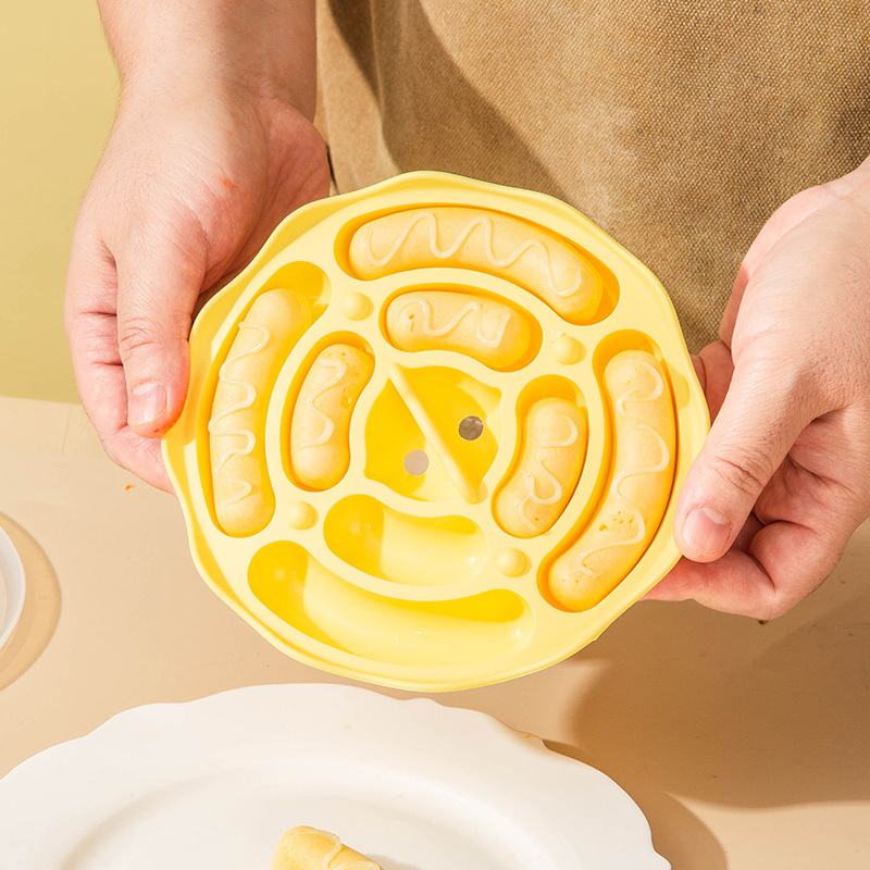 宝宝辅食模具香肠蒸糕工具全套食品级婴儿磨具肉肠可蒸硅胶婴幼儿 8连米克黄香肠模(送盖+油刷+50个裱花袋+食谱)