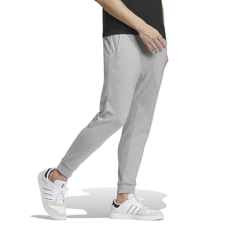 adidas neo 三道杠贴标松紧腰运动长裤 男款 麻灰色 IK6020
