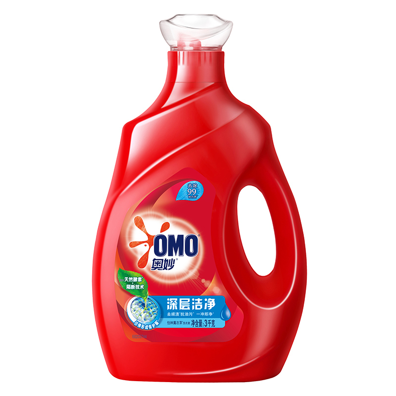 [苏宁自营]奥妙(OMO) 深层洁净洗衣液源自天然酵素去除污渍手洗家用装3kg薰衣草留香家庭官方正品