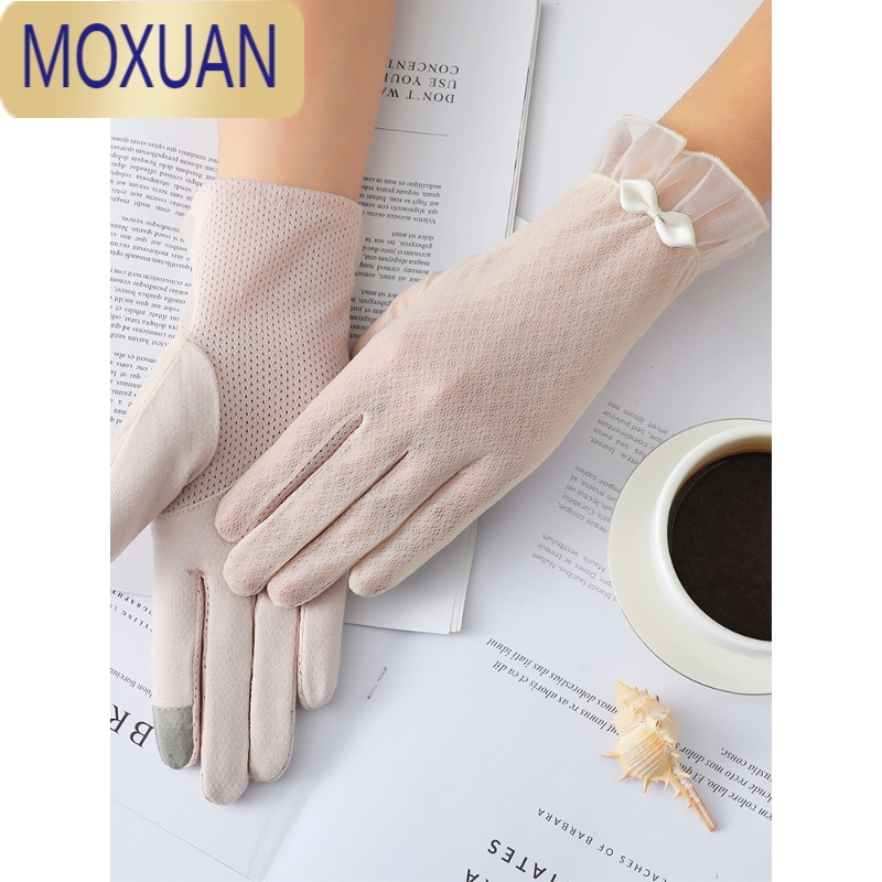 MOXUAN防晒手套女夏季短款触摸屏弹力薄款开车骑车防滑冰丝手套
