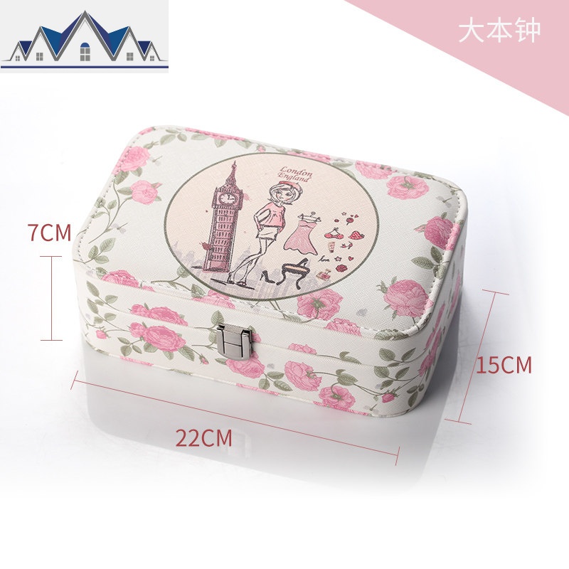 欧式皮革首饰收纳盒家用耳环耳钉戒指手表饰品整理盒子大容量防尘_37_964 大本钟