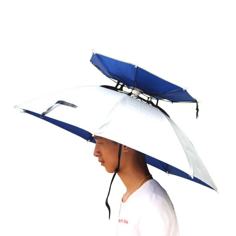三极户外tripolartp7005头戴式晴雨伞双层防风头戴钓鱼雨伞遮阳伞帽