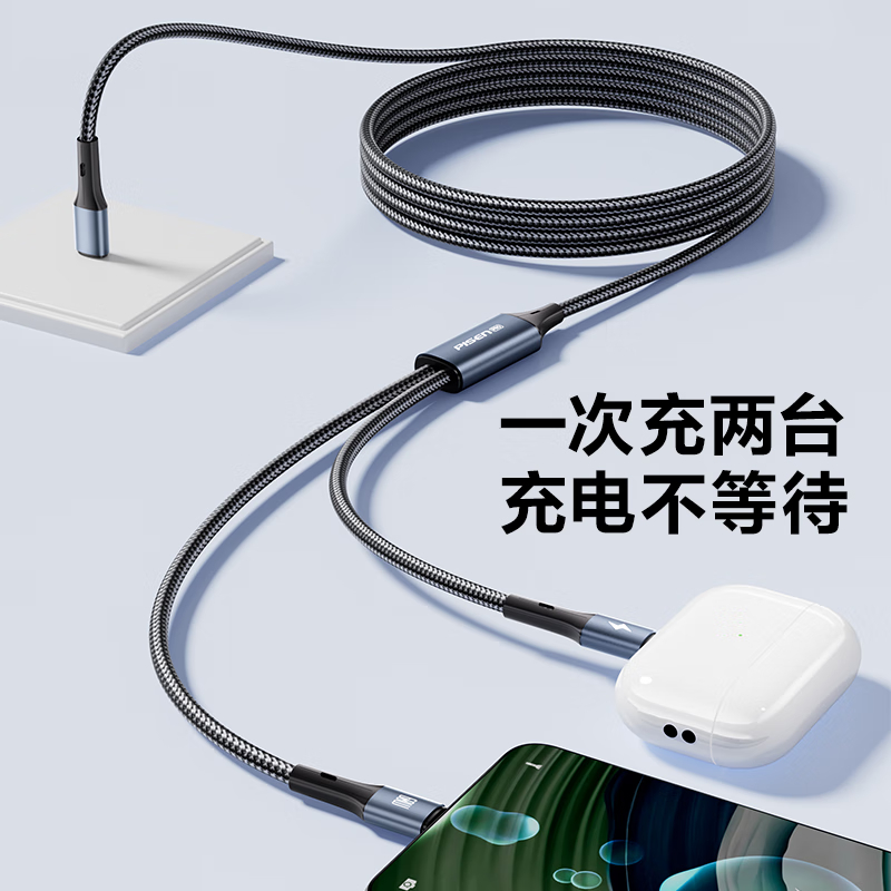 品胜 双头Type-C数据线二合一PD60W+氮化镓充电器65W 适用苹果iPhone15/14/13手机华为小米电脑高清大图