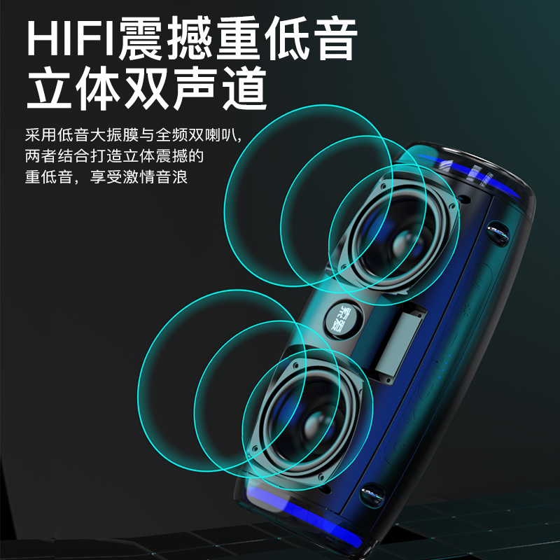 索爱(soaiy)无线蓝牙音箱户外小型广场舞便携式双喇叭重低音炮车载音响家用高清大图