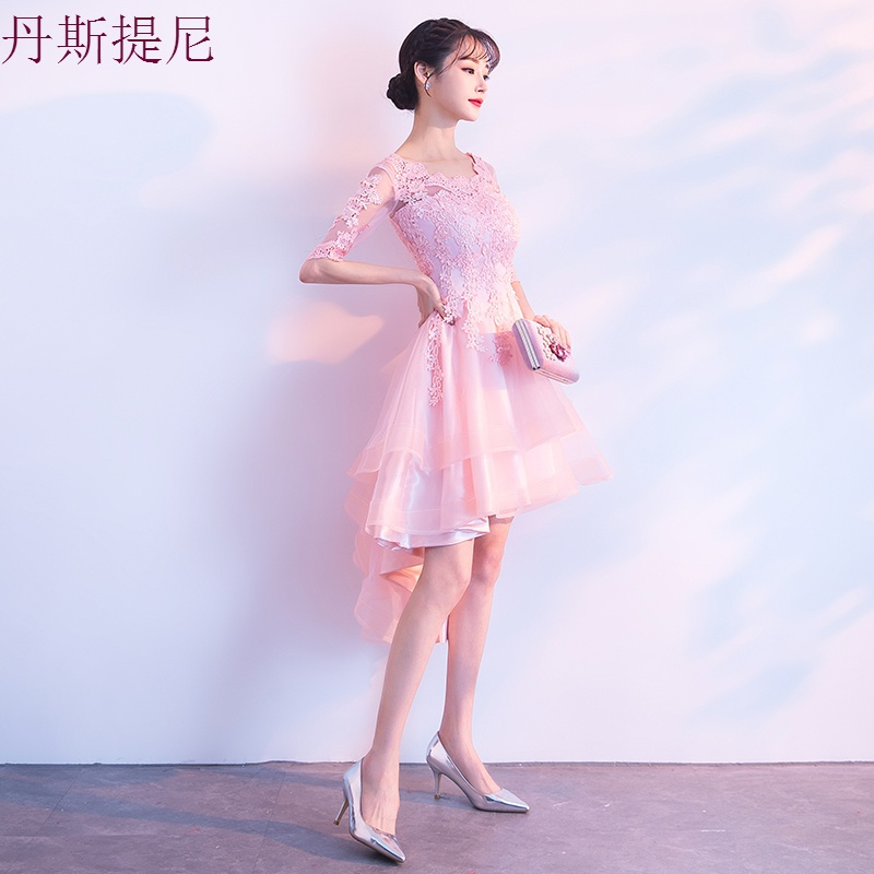 礼服裙女2018新款伴娘服宴会晚礼服短款前短后长名媛蓬蓬小礼服裙
