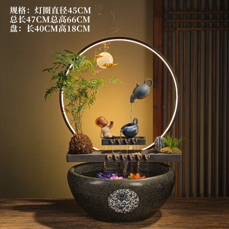 流水摆件循环水办公室客厅桌面景观鱼缸招财生财创意家居装饰礼品