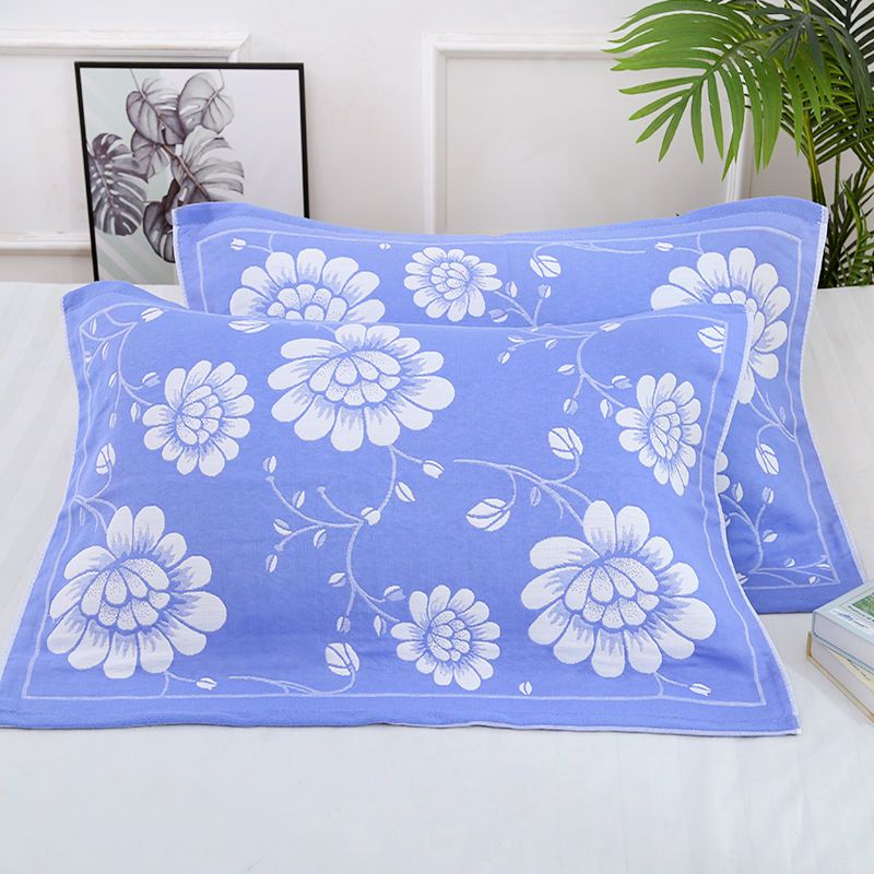 枕巾纯棉一对装成人三层纱布加大加厚枕头巾柔软吸汗高档