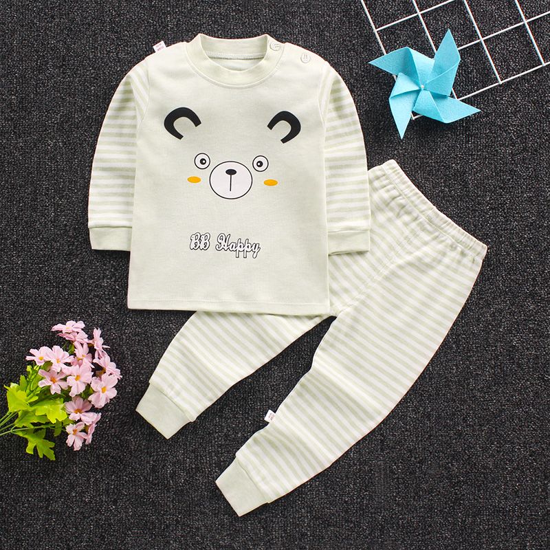 儿童秋衣秋裤彩棉男童女童0-8岁内衣套装睡衣春冬季长袖睡衣高清大图