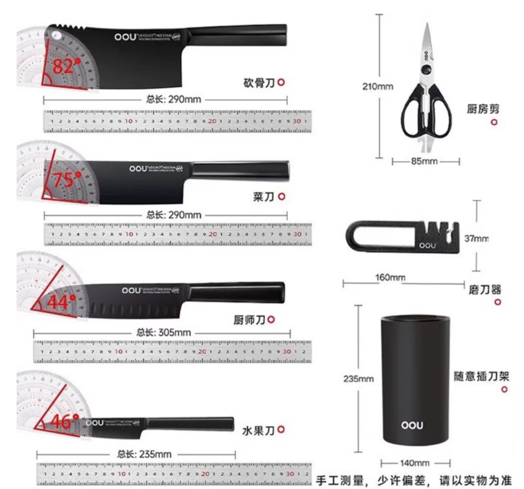 OOU!黑刃抗菌随意七件套UC4212精准切割持久锋利人体工学握感舒适耐用材质高清大图
