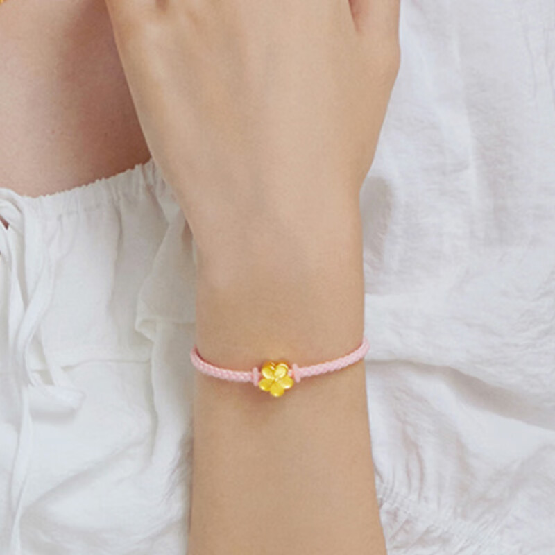 周大福花月佳期小桃花足金串珠吊坠黄金计价(工费:120元)F217845精品D高清大图