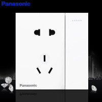 松下(Panasonic)松下致承系列86型大板无边框暗装家用大面板开关五孔插座电源16A插座单开双联三联双控荧光灯开关 致承白色 二三插带双控单开