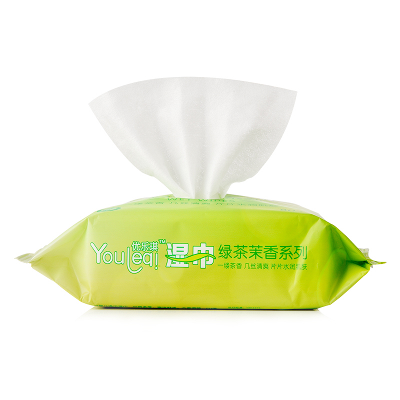优乐琪(Youleqi) 湿巾 绿茶茉香系列湿纸巾80片*1包 单包装通用湿纸巾