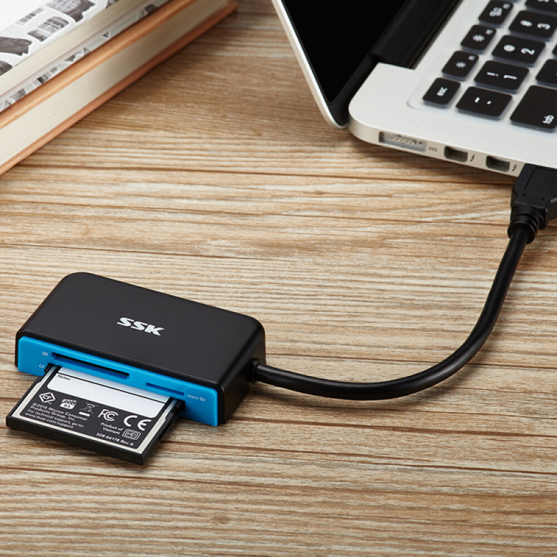 飚王(SSK)SCRM330多功能合一读卡器USB3.0高速读写支持TF/SD/CF等手机卡相机卡相机卡金属材质