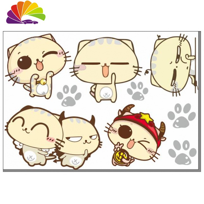 舒适主义汽车贴纸卡通可爱cc猫车窗遮挡划痕贴动漫抖音同款电瓶电动车