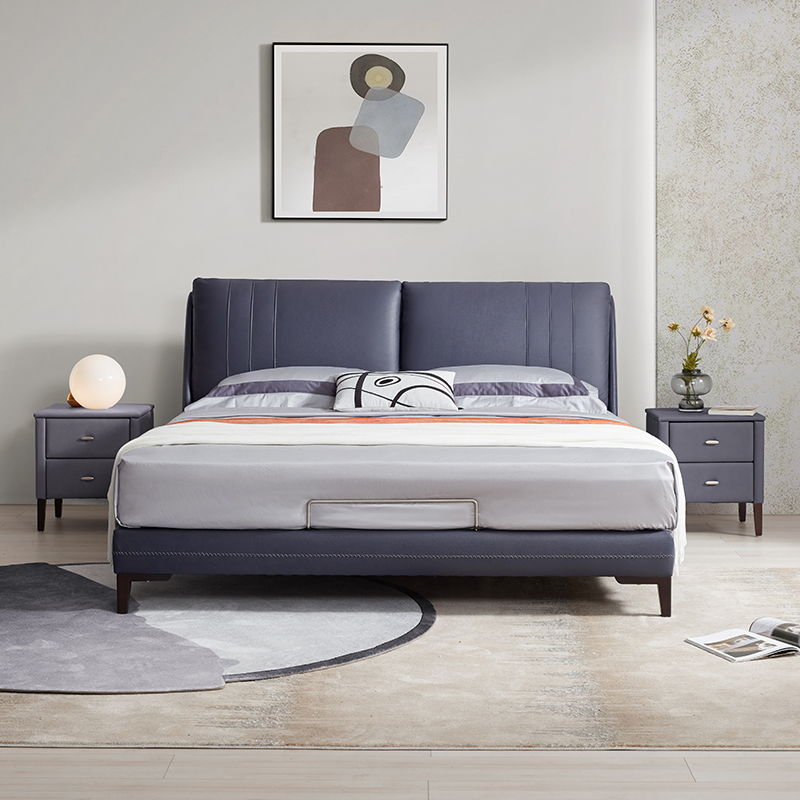 顾家家居卧室家居时尚简约真皮软靠皮床b151b30天发货