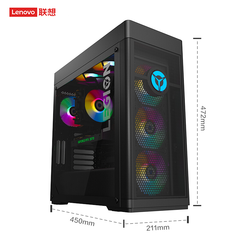 联想(Lenovo)拯救者 刃9000 2020新款定制(i9-10900K 64G 2T+1T固态 RTX2070 8G独显)ARGB侧透 创意设计 台式电脑主机