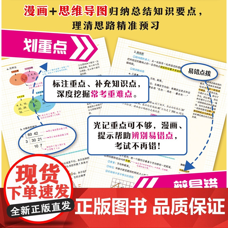 小学生课堂救星尖子生笔记 1-6年级语文数学英语全套预习复习课堂笔记通用版学霸笔记知识点总结一本全学霸思维高效助记康奈尔