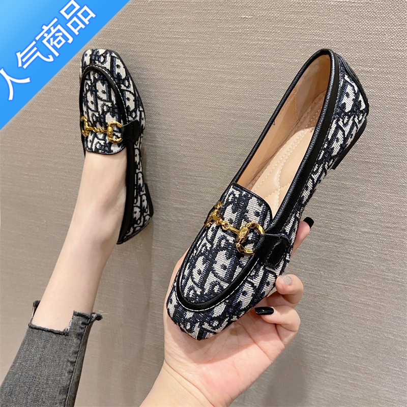 SUNTEK小香风平底单鞋2023夏季新款四季瓢鞋大码乐福鞋软底不累脚女鞋子高清大图