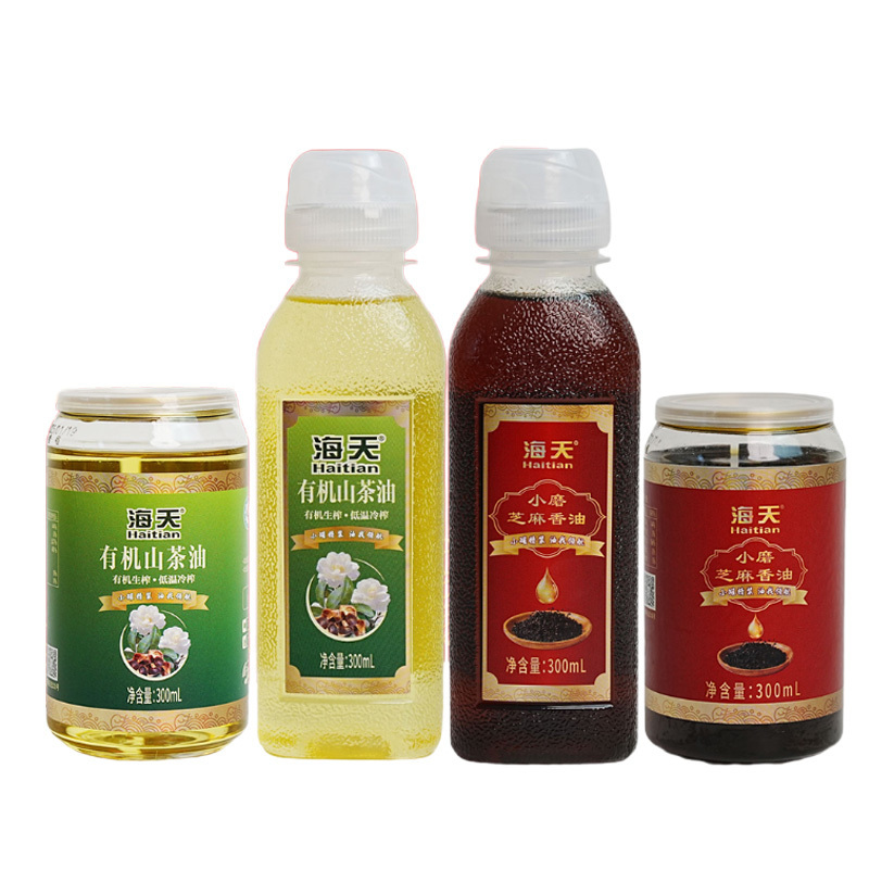 海天芝麻香油山茶油四件套小磨温润鲜香有机黄金搭配1.2L
