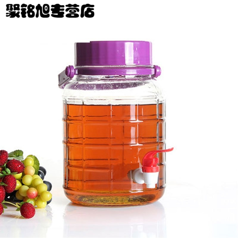 玻璃泡酒瓶带龙头泡菜果汁瓶加厚酿酒玻璃瓶手提酒坛酵素瓶多色多款多功能生活日用收纳用品时尚创意简约收纳柜
