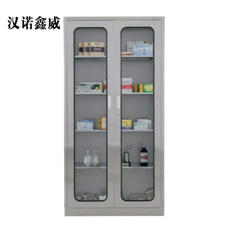 汉诺鑫威文件柜不锈钢柜子储物柜资料柜档案柜带锁文件柜304通玻文件柜