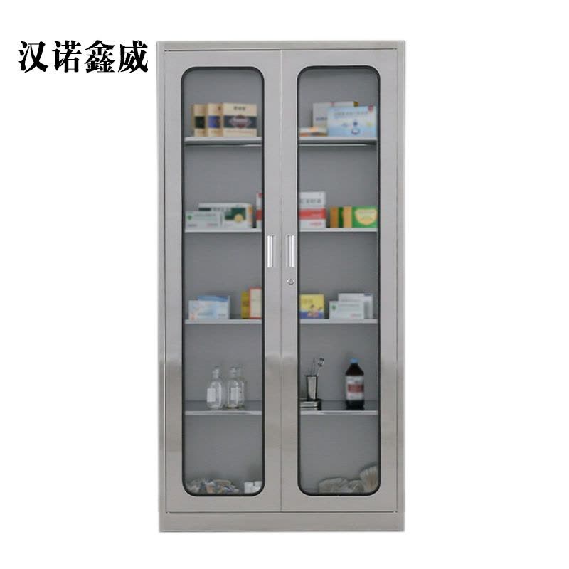 汉诺鑫威文件柜不锈钢柜子储物柜资料柜档案柜带锁文件柜304通玻文件柜图片