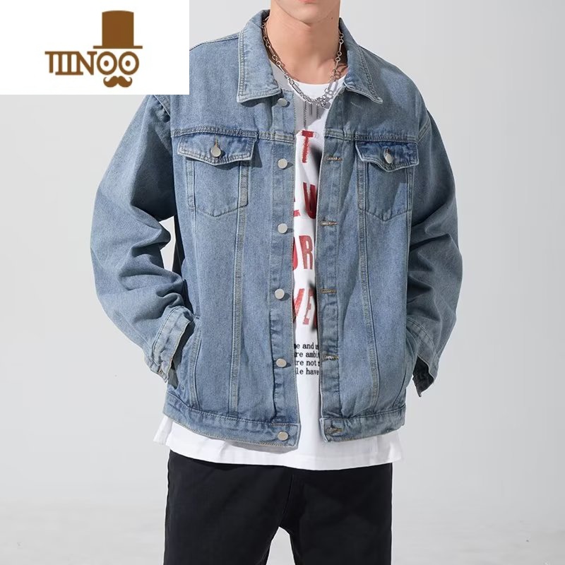 YANXU宽松大码牛仔外套男潮牌港风学生休闲工装夹克百搭男生上衣高清大图