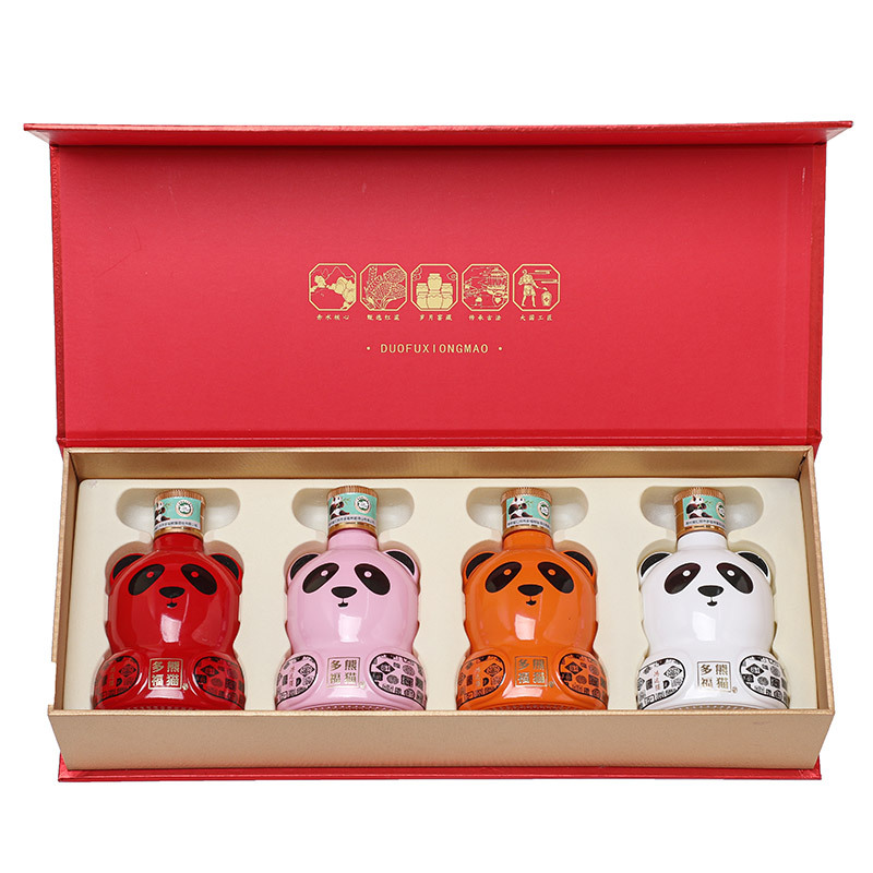 多福熊猫-鸿运猫53度酱香型白酒125ml*4瓶礼盒装收藏送礼