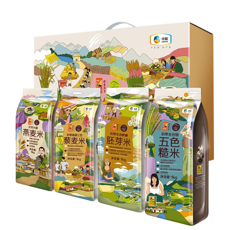 初萃(CHUCUI) 康+杂粮1kg*4(胚芽米+五色糙米+燕麦米+三色藜麦)