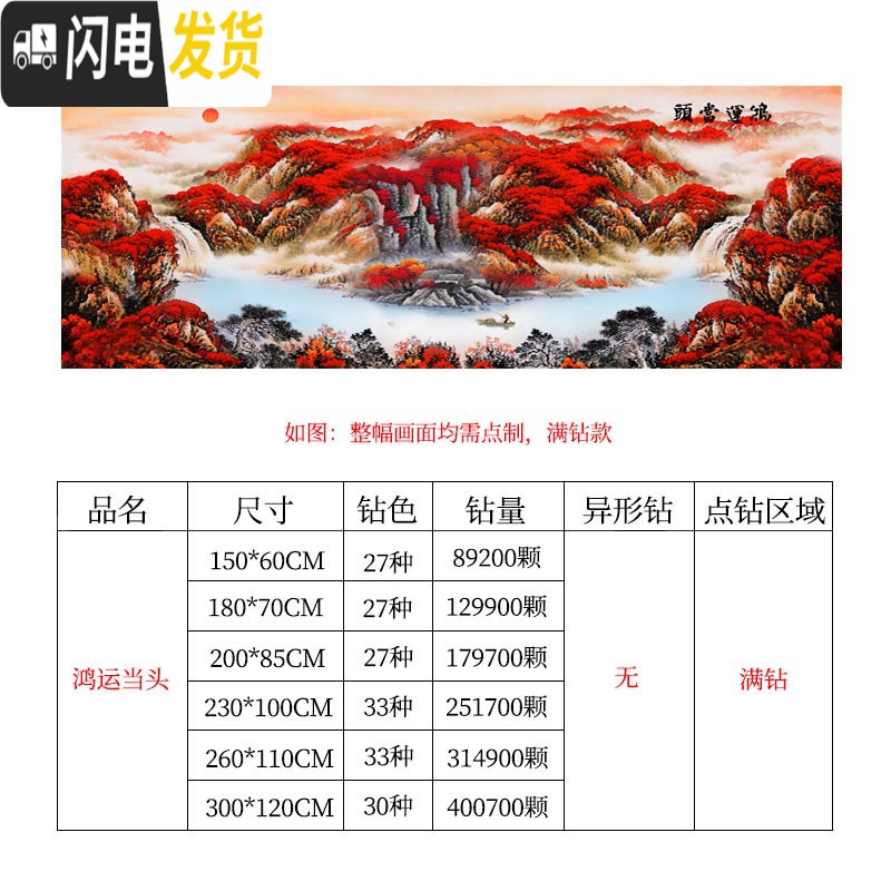 三维工匠钻石画2019年新款鸿运当头客厅满钻十字绣钻粘画自粘 满钻-鸿运当头[280*110CM]免费补钻、多加30钻高清大图
