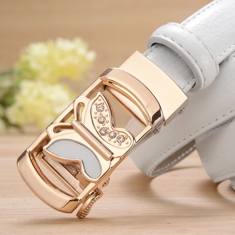 盛世尼曼带女士皮带韩版简约休闲百搭扣腰带女款皮裤带红色