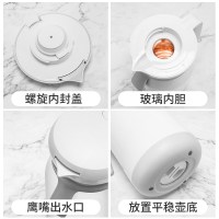 富光FGA保温壶家用大容量热水壶玻璃内胆开水保温水瓶暖水壶车载保温水壶 云裳 1000ml 黑色