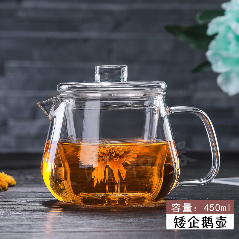 耐热加厚玻璃杯花茶杯泡茶杯过滤内胆办公杯家用水杯 三维工匠 加厚小鸭嘴450三件杯高清大图