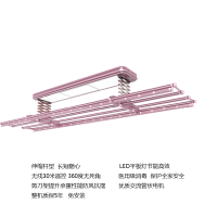 云飞燕电动 晾衣机 讴歌红消毒风干自由伸缩四杆B-12OFX4S 一键升降智能30米遥控大LED平板照明铝合金晾衣架