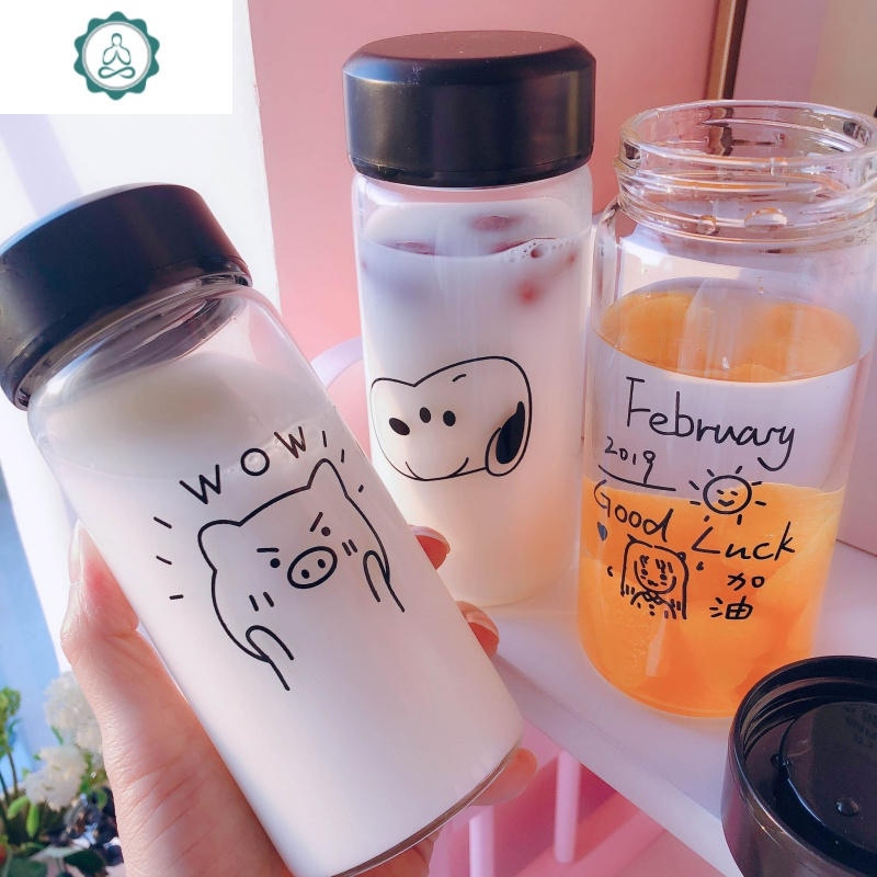 简约女ins风透明少女学生创意杯子男可爱清新玻璃杯