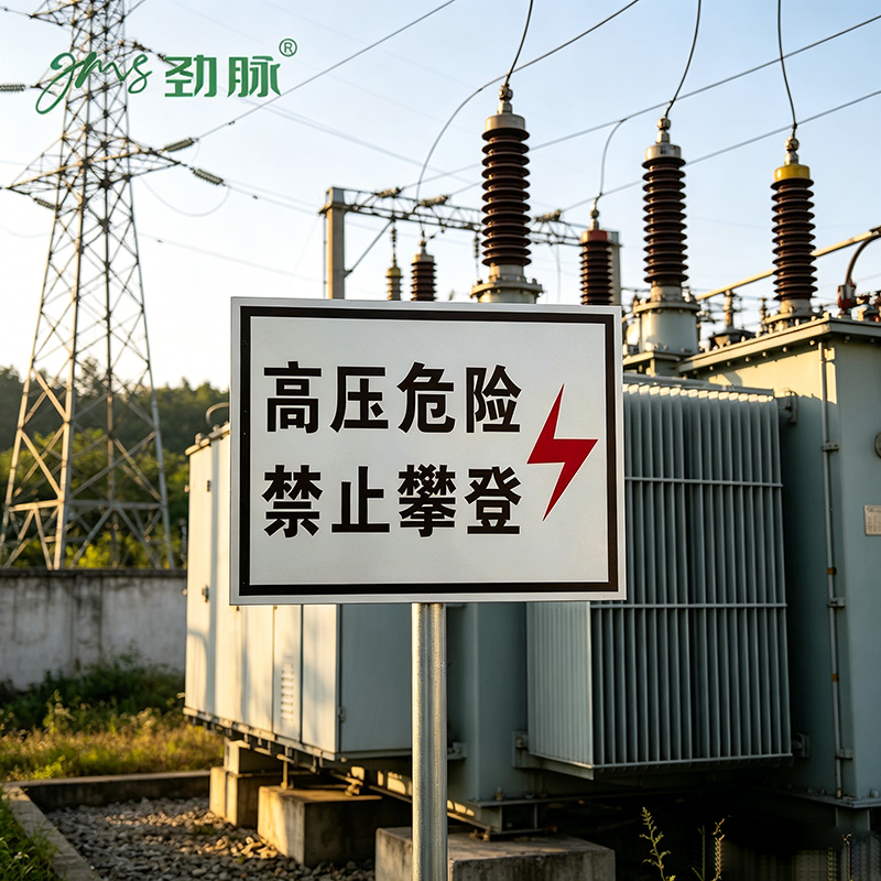 劲脉 高压危险禁止攀登铝制警示牌 32*40cm 张高清大图