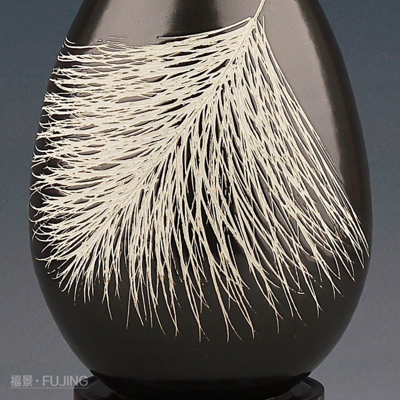 家居装饰品陶瓷现代中式天使之羽水滴花瓶客厅摆件插花工艺品