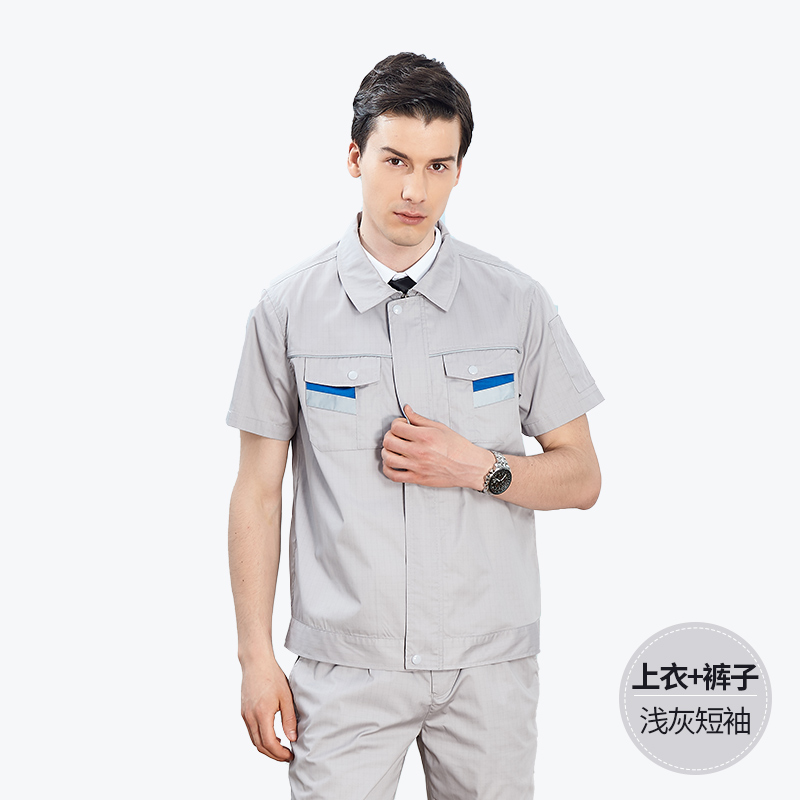 天鸣TM 防静电夏季短袖工作服 劳保服 源头工厂 可定制 M-4XL 套高清大图